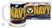 Navy With American Flag Mug