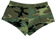 Ladies Woodland Camo Booty Camp Shorts