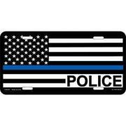 Police Blue Line License Plate