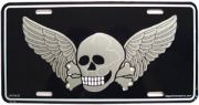 Skull and Bones Pirate With Death Wings License Plate