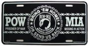 POW MIA White License Plate