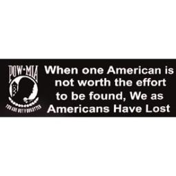 Pow Mia When One American Bumper Sticker