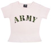 Girls Pink Army Tee With Camo