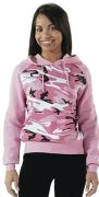 Womens Raglan Pink Camo Hoodie Fleece Lined