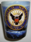 Navy Crest on Angry Sea Shot Glass