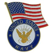 USN Logo With USA Flag Pin