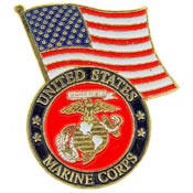 USMC Logo With USA Flag Pin