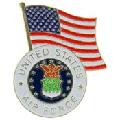 USAF Logo With USA Flag Pin