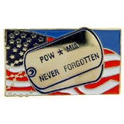POW/MIA Never Forgotten Dog Tags Pin