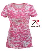 Ladies Pink Digi Camo T Shirt