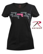 Ladies Black Pink Guns T Shirt