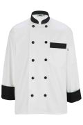 10 Button Chef Coat With Black Trim