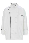 12 Cloth Button Classic Chef Coat With Trim