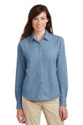 Port & Company - Ladies Long Sleeve Value Denim Shirt.  LSP10