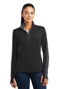 Sport-Tek Ladies Sport-Wick Textured Colorblock 1/4-Zip Pullover. LST861