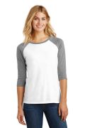 District Made Ladies Perfect Tri 3/4-Sleeve Raglan. DM136L