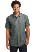 District Made Mens Short Sleeve Washed Woven Shirt. DM3810