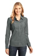 District Made - Ladies Long Sleeve Washed Woven Shirt. DM4800