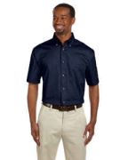 Harriton Men's Easy Blend Short-Sleeve Twill Shirt with Stain-Release - M500S