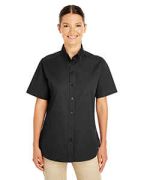 Harriton Ladies' Foundation 100% Cotton Short-Sleeve Twill Shirt Teflon - M582W