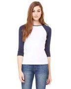 Bella + Canvas Ladies' Baby Rib 3/4-Sleeve Contrast Raglan T-Shirt - B2000