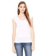 Bella + Canvas Ladies' Sheer Mini Rib Cap-Sleeve Deep V-Neck T-Shirt - B8705