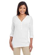 Devon & Jones Ladies' Perfect Fit Y-Placket Convertible Sleeve Knit Top - DP186W