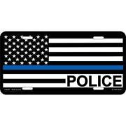 Police Blue Line License Plate