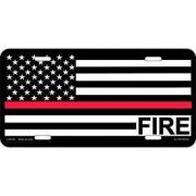 Fire Red Line License Plate