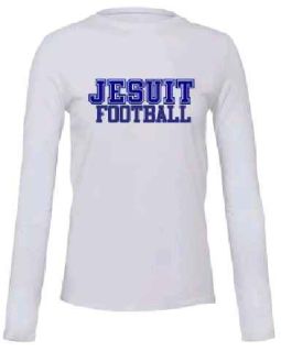 Bella Ladies White Long Sleeve Tee w/ JHS Football Logo
