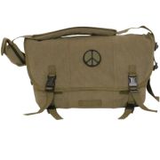 Retro Messenger Bag w/ Peace Sign Emblem