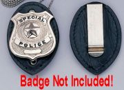 Clip On Leather Badge Holder